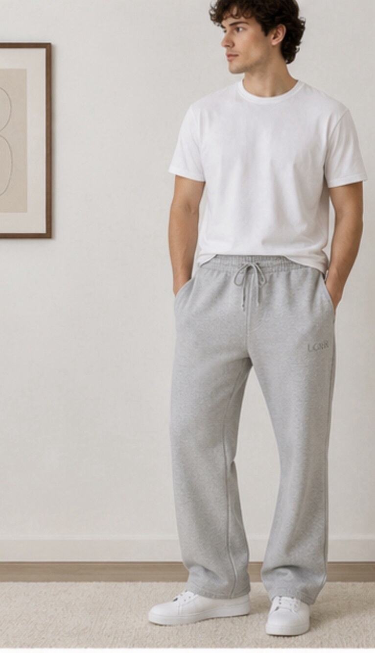 LCKR Sweatpants Mens Small Gray Fleece Relaxed Straight Leg Drawstring Joggers